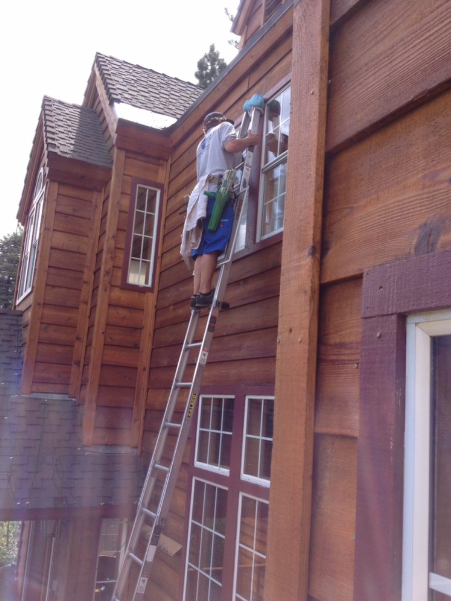 Upper-story windows on a mountain home
